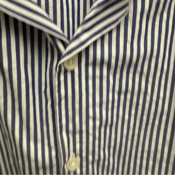 Zara Man Navy White Striped Button Down Shirt Slim Fit Small - Picture 6 of 9